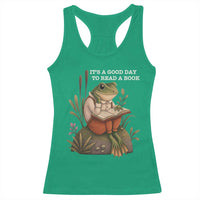 Cute Frog Reading Racerback Tank Top It Is A Good Day To Read A Book - Wonder Print Shop