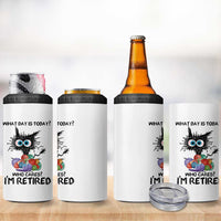 Funny Retired Cat Crochet 4 in 1 Can Cooler Tumbler What Day Is Today Who Cares I Am Retired