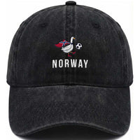 Norway Football Washed Cotton Baseball Cap Silly Goose Soccer Fan Support