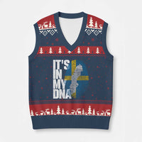 It's in My DNA V-Neck Knit Sweater Vest Sweden Sverige Swedish Map Flag