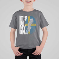 It's in My DNA T Shirt For Kid Sweden Sverige Swedish Map Flag