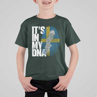 It's in My DNA T Shirt For Kid Sweden Sverige Swedish Map Flag