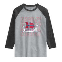 Norwegian Viking Ship Flag Boat Norway Heritage Raglan Shirt