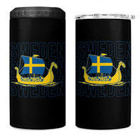 Swedish Viking Ship Sverige Sweden Flag Boat Viking 4 in 1 Can Cooler Tumbler