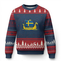 Swedish Viking Ship Sverige Sweden Flag Boat Viking Ugly Christmas Sweater