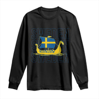Swedish Viking Ship Sverige Sweden Flag Boat Viking Long Sleeve Shirt