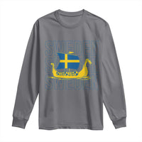 Swedish Viking Ship Sverige Sweden Flag Boat Viking Long Sleeve Shirt
