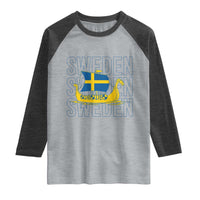 Swedish Viking Ship Sverige Sweden Flag Boat Viking Raglan Shirt