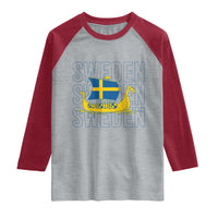 Swedish Viking Ship Sverige Sweden Flag Boat Viking Raglan Shirt