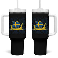 Swedish Viking Ship Sverige Sweden Flag Boat Viking Tumbler With Handle