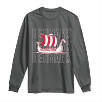 Denmark Flag Viking Ship Danes Danish Roots Dansk Denmark Long Sleeve Shirt
