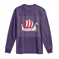 Denmark Flag Viking Ship Danes Danish Roots Dansk Denmark Long Sleeve Shirt