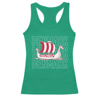 Denmark Flag Viking Ship Danes Danish Roots Dansk Denmark Racerback Tank Top