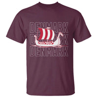 Denmark Flag Viking Ship Danes Danish Roots Dansk Denmark T Shirt