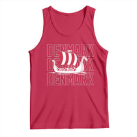 Denmark Flag Viking Ship Danes Danish Roots Dansk Denmark Tank Top