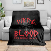 Viking Blood Runs Through My Veins Throw Blanket Compass Vegvisir Nordic Rune Celtic