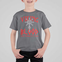 Viking Blood Runs Through My Veins T Shirt For Kid Compass Vegvisir Nordic Rune Celtic