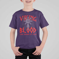 Viking Blood Runs Through My Veins T Shirt For Kid Compass Vegvisir Nordic Rune Celtic