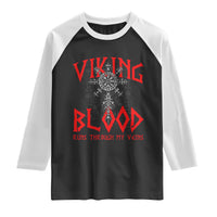 Viking Blood Runs Through My Veins Raglan Shirt Compass Vegvisir Nordic Rune Celtic
