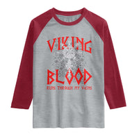 Viking Blood Runs Through My Veins Raglan Shirt Compass Vegvisir Nordic Rune Celtic