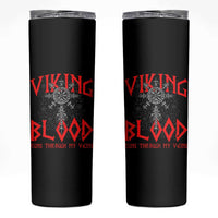 Viking Blood Runs Through My Veins Skinny Tumbler Compass Vegvisir Nordic Rune Celtic