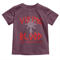 Viking Blood Runs Through My Veins Toddler T Shirt Compass Vegvisir Nordic Rune Celtic