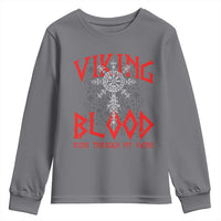 Viking Blood Runs Through My Veins Youth Sweatshirt Compass Vegvisir Nordic Rune Celtic
