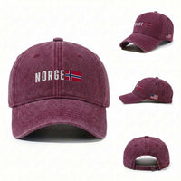 Norway Norge Norwegian Flag Graphic Washed Cotton Baseball Cap
