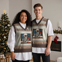 I Will Just Wait Until It Is Quite V-Neck Knit Sweater Vest Funny Skeleton Teacher - Wonder Print Shop