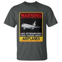 Funny Pilot T Shirt Warning May Spontaneously Talk About Airplanes - Wonder Print Shop
