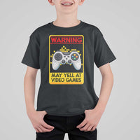 Funny Video Gamer T Shirt For Kid Warning May Yell At Video Games - Wonder Print Shop