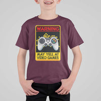Funny Video Gamer T Shirt For Kid Warning May Yell At Video Games - Wonder Print Shop
