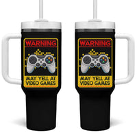 Funny Video Gamer Tumbler With Handle Warning May Yell At Video Games - Wonder Print Shop