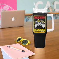 Funny Video Gamer Tumbler With Handle Warning May Yell At Video Games - Wonder Print Shop
