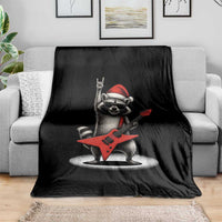 Funny Raccoon Rock Music Christmas Throw Blanket - Wonder Print Shop