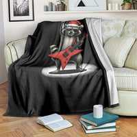 Funny Raccoon Rock Music Christmas Throw Blanket - Wonder Print Shop