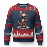 Funny Raccoon Rock Music Xmas Ugly Christmas Sweater - Wonder Print Shop