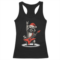 Funny Raccoon Rock Music Christmas Racerback Tank Top - Wonder Print Shop