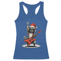 Funny Raccoon Rock Music Christmas Racerback Tank Top - Wonder Print Shop