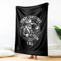 Cowboy Santa Claus Throw Blanket Howdy Christmas Y'all Western Country - Wonder Print Shop