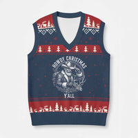 Cowboy Santa Claus V-Neck Knit Sweater Vest Howdy Xmas Y'all Western Country - Wonder Print Shop