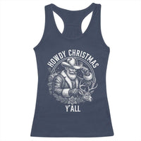 Cowboy Santa Claus Racerback Tank Top Howdy Christmas Y'all Western Country - Wonder Print Shop