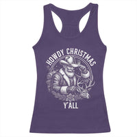 Cowboy Santa Claus Racerback Tank Top Howdy Christmas Y'all Western Country - Wonder Print Shop