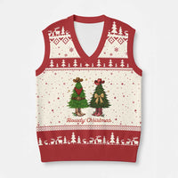 Howdy Xmas V-Neck Knit Sweater Vest Cowboy Western Country Xmas - Wonder Print Shop