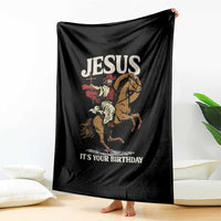 Funny Cowboy Jesus Christmas Throw Blanket It Is Your Birthday - Wonder Print Shop