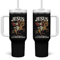 Funny Cowboy Jesus Christmas Tumbler With Handle It Is Your Birthday - Wonder Print Shop