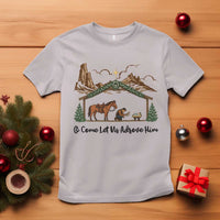 Nativity Scene Christmas T Shirt Cowboy Bible Scripture Verse Western - Wonder Print Shop