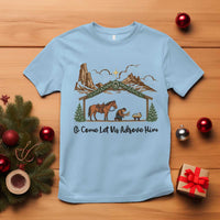 Nativity Scene Christmas T Shirt Cowboy Bible Scripture Verse Western - Wonder Print Shop