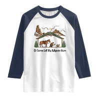 Nativity Scene Christmas Raglan Shirt Cowboy Bible Scripture Verse Western - Wonder Print Shop