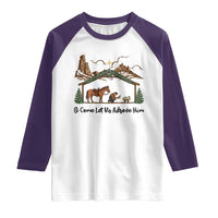 Nativity Scene Christmas Raglan Shirt Cowboy Bible Scripture Verse Western - Wonder Print Shop